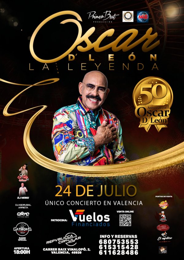 Oscar de León 50 Aniversario Tour Valencia leyenda viva El sonero