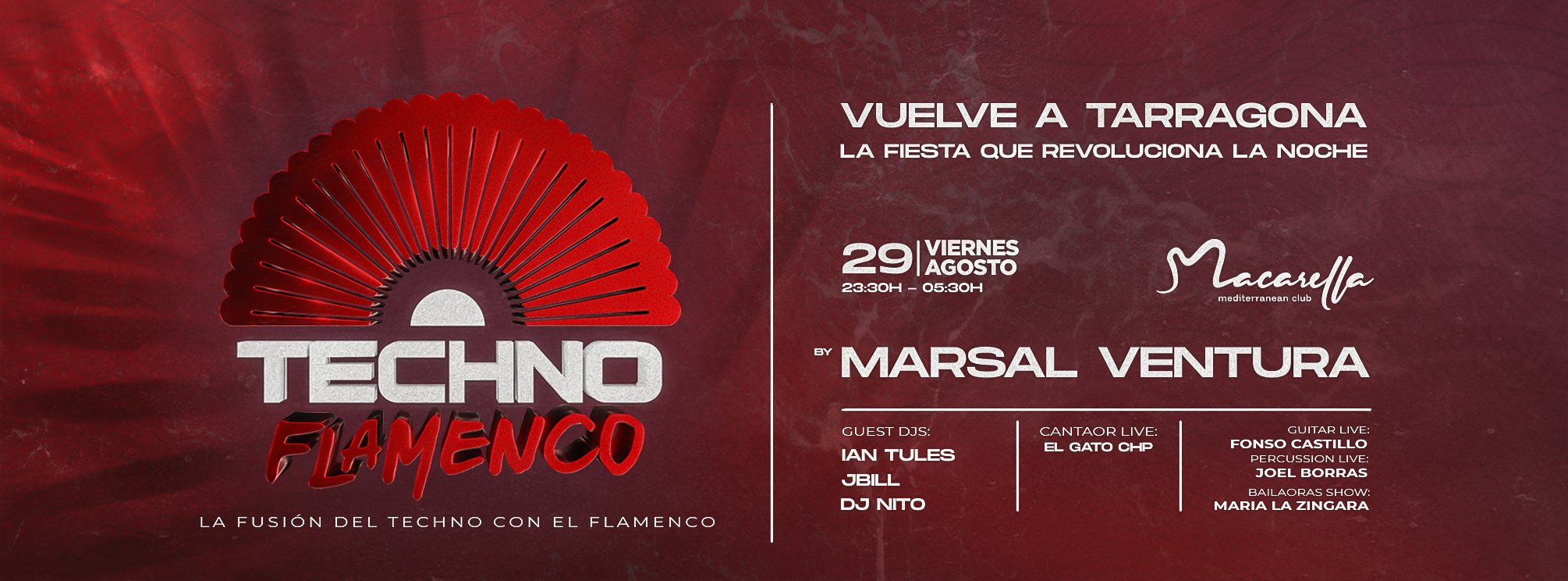 Techno Flamenco Open Air en Macarella 29 Agosto Tarragona