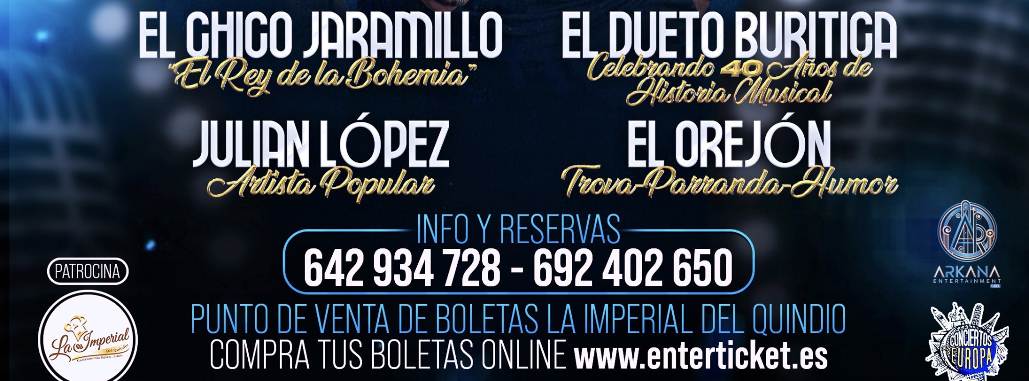 Concierto de El chico Jaramillo, Dueto Buritica y el Orejón en Valencia