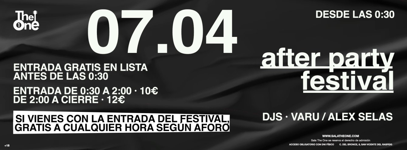 FRIDAYS | 7 de Abril | SALA THE ONE | AFTER PARTY FESTIVAL