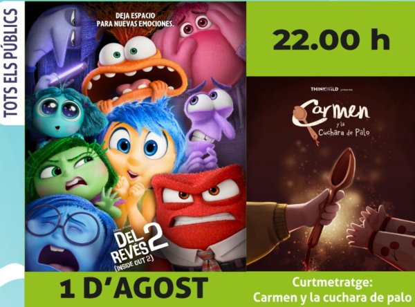 Cinema D'estiu: Del reves 2 + Curtmetratge: Carmen y la cuchara de palo