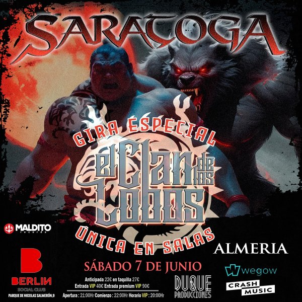 CONCIERTO DE SARATOGA - ALMERÍA - SALA BERLIN SOCIAL CLUB -  SÁBADO 7 DE JUNIO