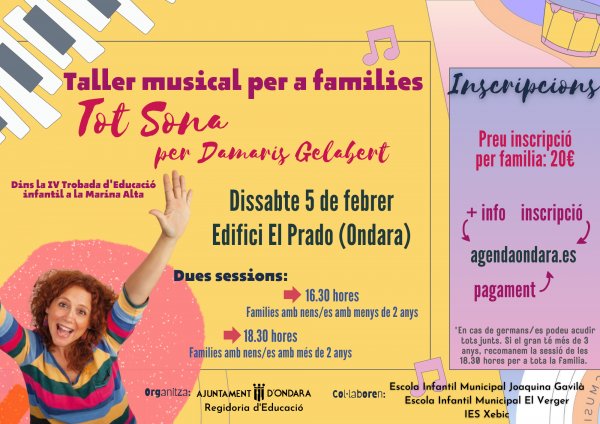 TALLER MUSICAL PER A FAMILIES: TOT SONA per DAMARIS GELABERT