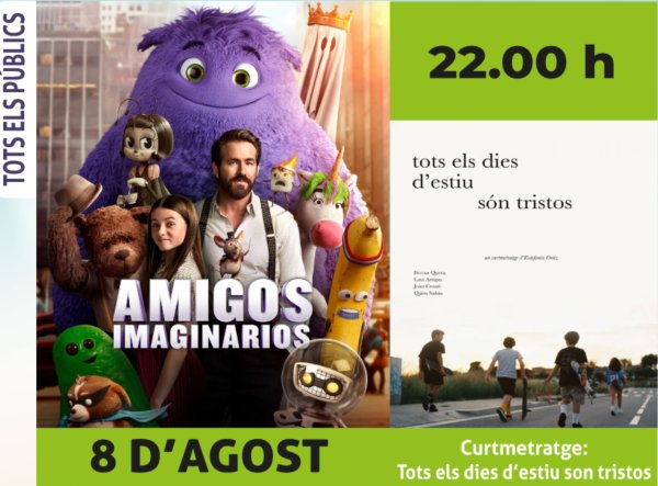 Cinema D'estiu: Amigos Imaginarios + Curtmetratge: Tots els dies d’estiu son tristos