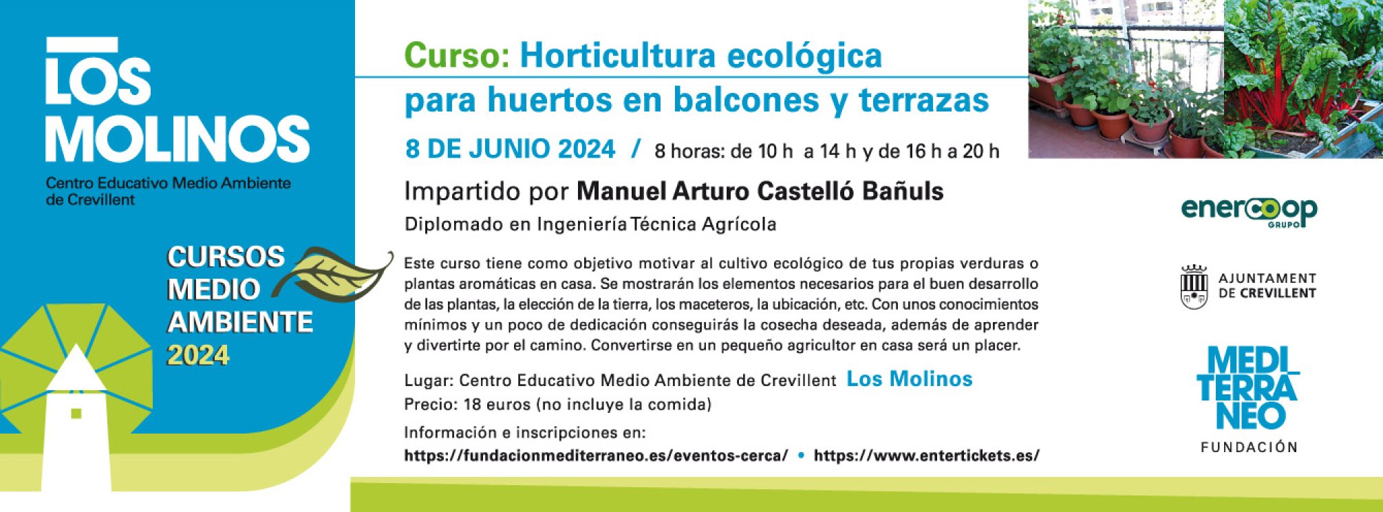 Curso “Horticultura ecológica para huertos en balcones y terrazas”.
