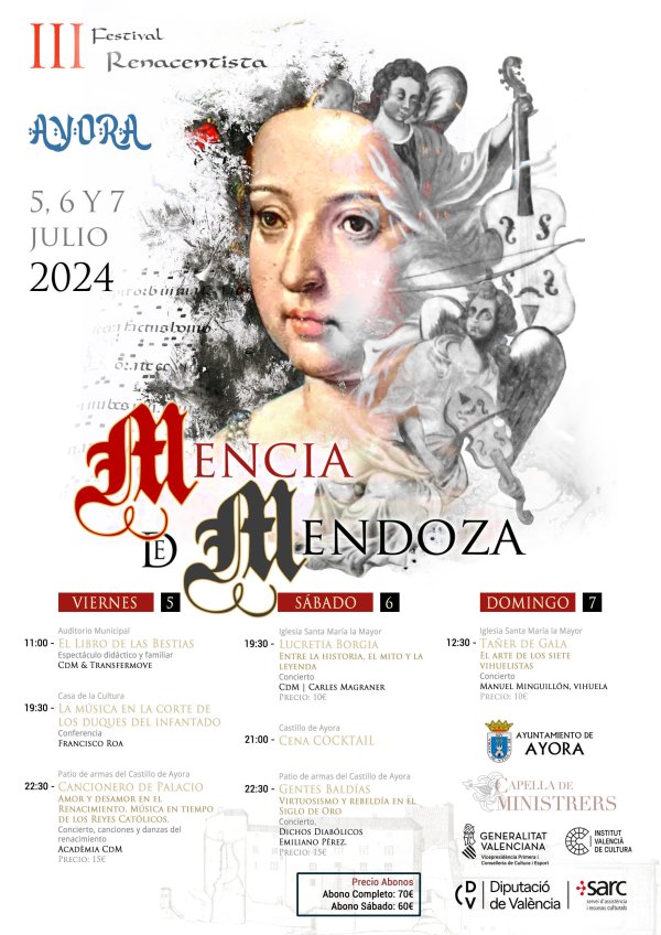 III Festival Renacentista Mencía de Mendoza:  Abono completo + Cena