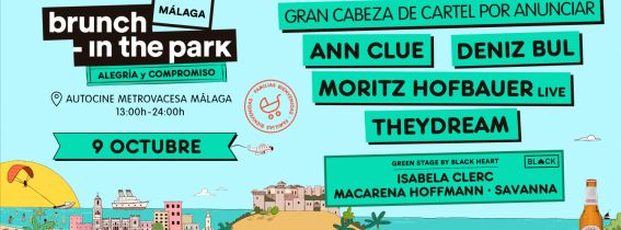 Brunch -In the Park #5 Málaga · GRAN CABEZA DE CARTEL POR ANUNCIAR, Ann Clue, Deniz Bul y más
