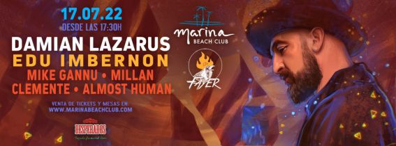 Marina Beach Club - Domingo 17 de julio 2022 - FAYER: DAMIAN LAZARUS CONCIERTO SESION UNICA