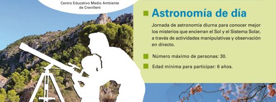 Domingos en familia en CEMA Los Molinos. Astronomía de día para familias. 15 junio 2025