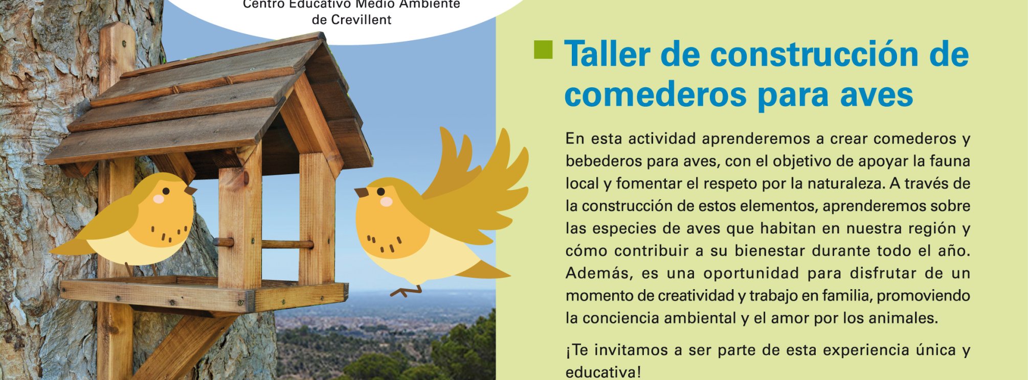 Domingos en familia en CEMA Los Molinos. Taller de construcción de comederos para aves. 18 mayo 2025