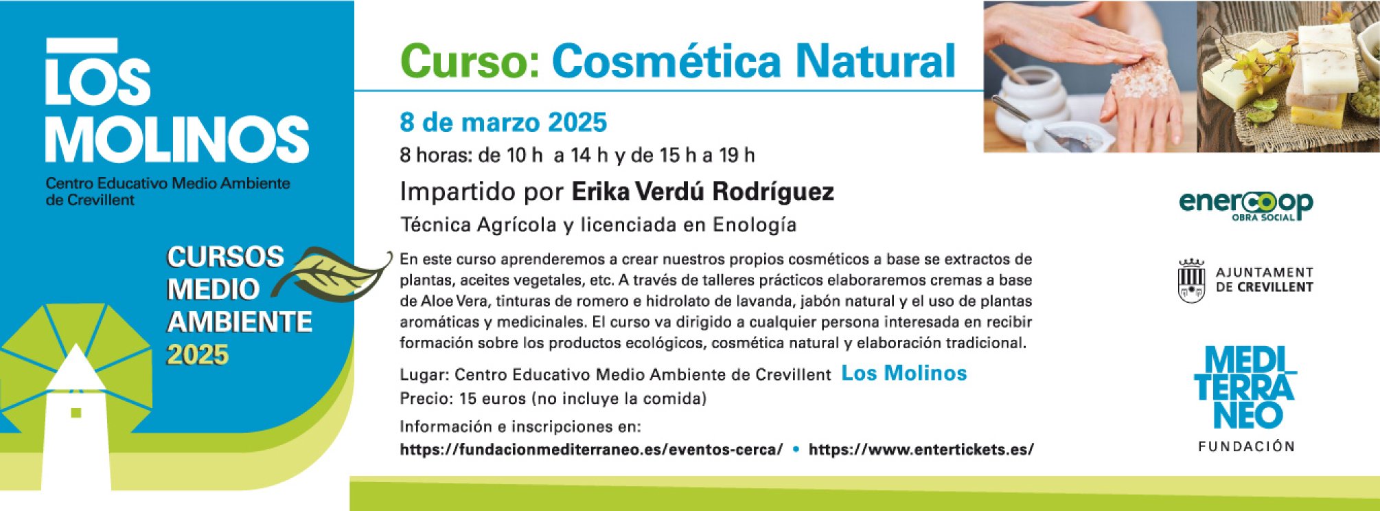 Curso “Cosmética Natural" en CEMA Los Molinos (Crevillent)